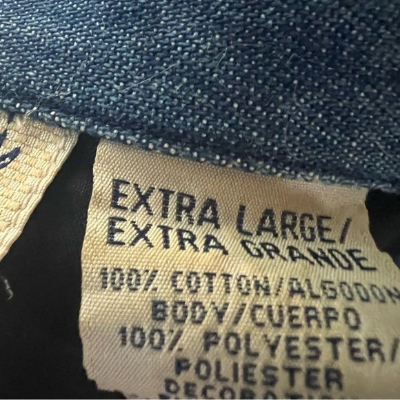 New Direction Vintage Denim Jacket Blue Embroidered Flowers Button Up - Picture 10 of 10